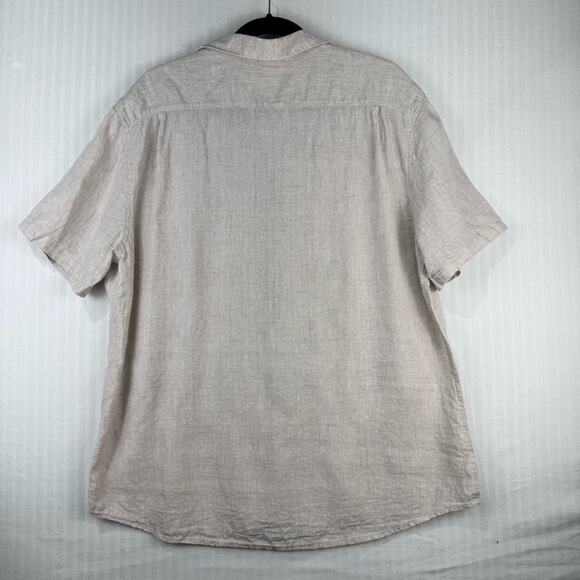 White Linen Athen’s Beige %100 Linen Casual Button Up Shirt Relaxed Fit Men XXL - Picture 2 of 4